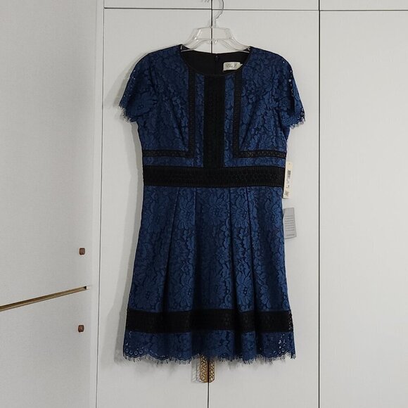 Eliza J Dresses & Skirts - NWT Eliza J Lace Dress Size 12P Blue Pockets Wedding/Cocktail